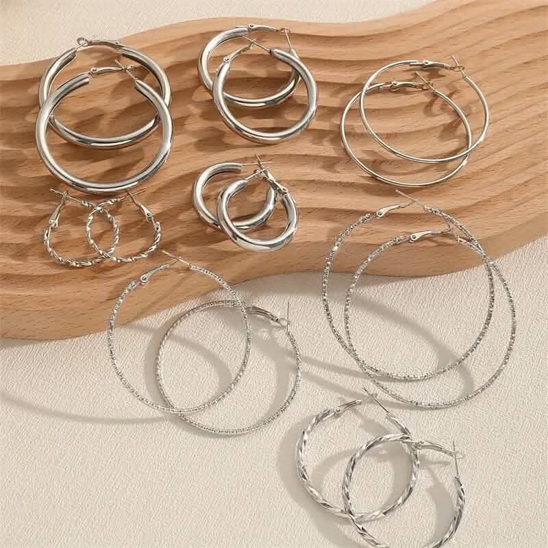 8-Pairs: Alloy Hoop Earrings Set DailySale