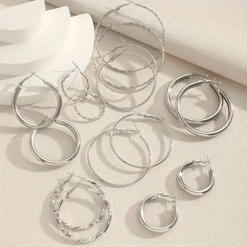 8-Pairs: Alloy Hoop Earrings Set DailySale