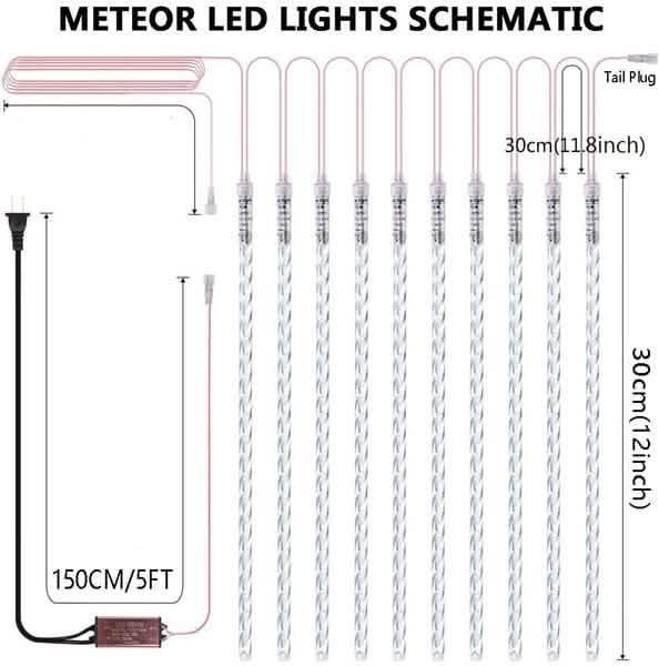 8-Pieces: Waterproof LED Meteor Shower Rain Lights DailySale