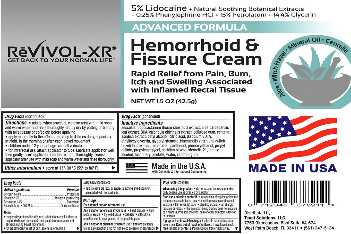 REVIVOL-XR Advanced Hemorrhoid Treatment. 5% Lidocaine + Shrinks + Protects Skin + Aloe + Witch Hazel + Botanicals, External & Internal Use. Most Complete OTC Ointment + Fissure Cream. Made in USA. Fashionbuy