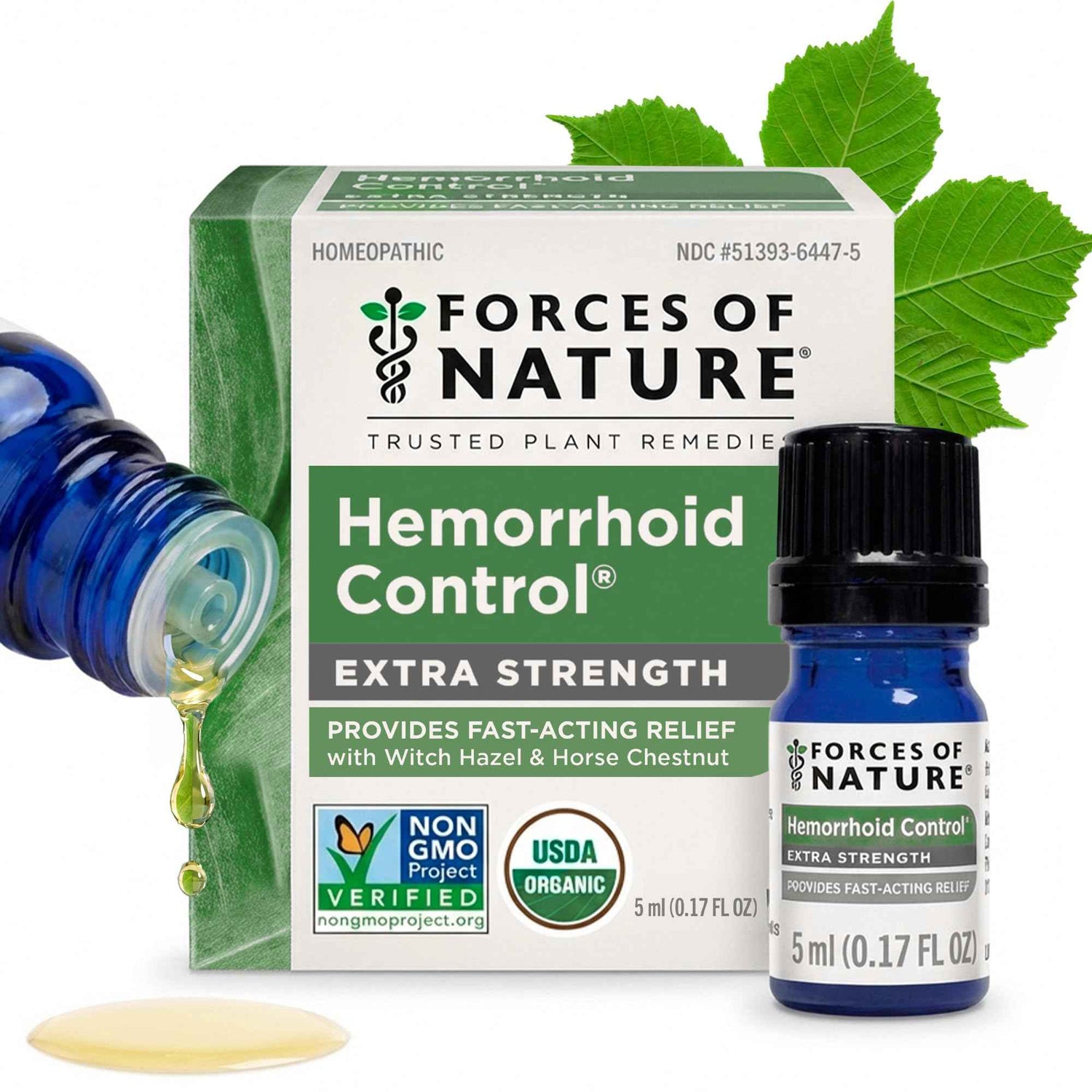 Forces of Nature Hemorrhoid Control Extra Strength, Organic Homeopathic Medicine with Witch Hazel, Horse Chestnut, and Soothing Essential Oils for Itching, Swelling & Discomfort, 5ml (0.17 fl oz) Fashionbuy