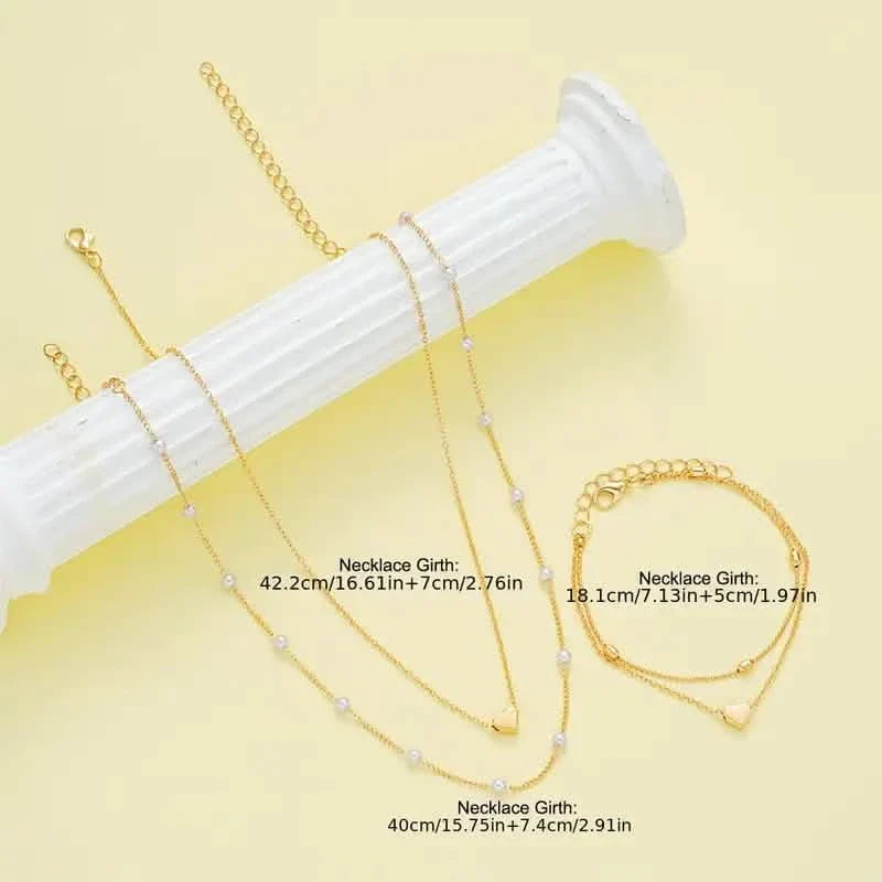 3pcs Heart Necklace & Bracelet Set for Women DailySale