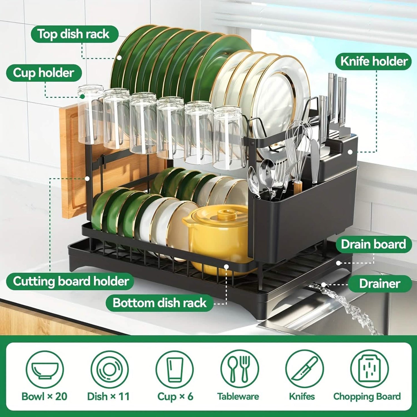 Black Metal Dish Rack – 2-Layer / 3-Layer DailySale