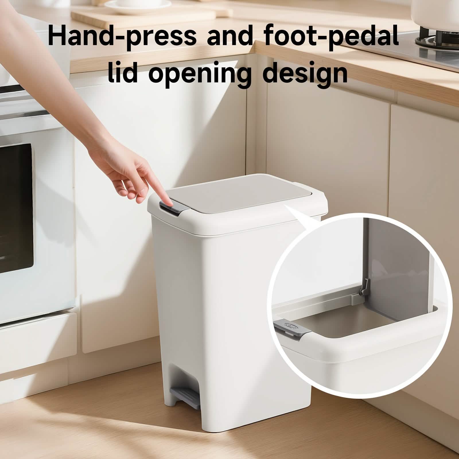 20L Oval Trash Can – Quiet Press-Top Lid with Foot Pedal DailySale