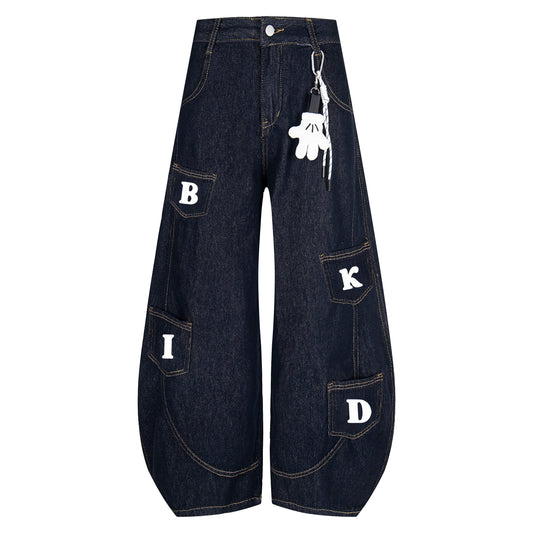 URBAN KID | Wide-Leg Denim Pocket Pants - Luxuryurbanwear