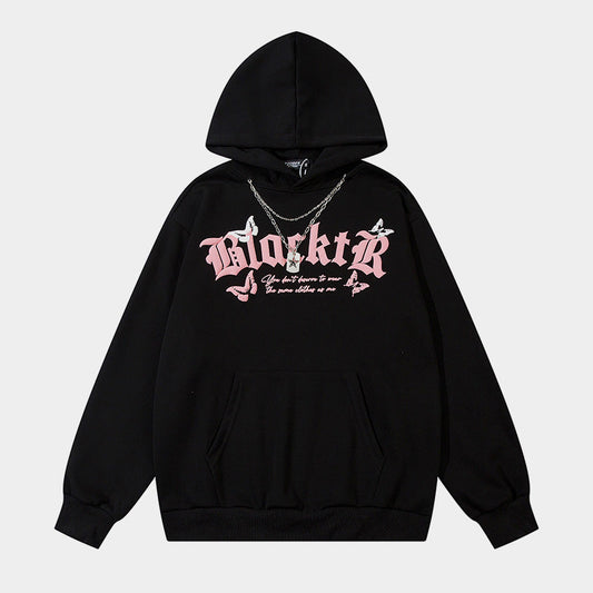 Gothic Butterfly Print Oversized Hoodie - Dark Aesthetic Y2K | Fashionbuy - FASHIONBUY