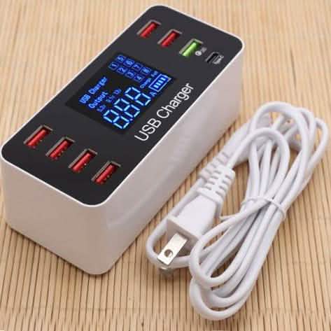8A40W Charger Adapter Type C Hubs Quick Charge 3.0 USB Multi Port USB Charger Dock Station LCD Display with Smart Identification DailySale