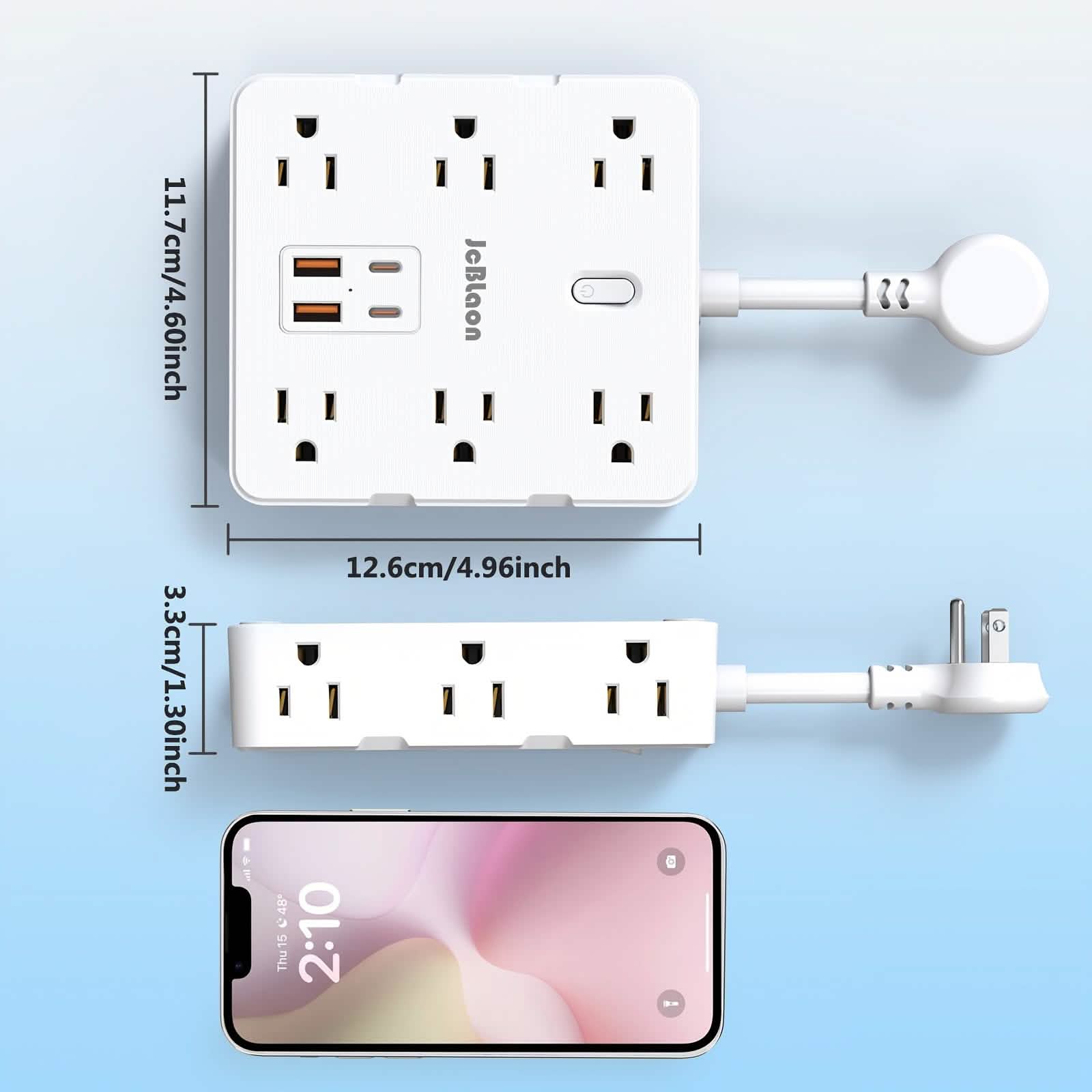 16-in-1 Power Strip – 12 AC Outlets & 4 USB Ports, White DailySale