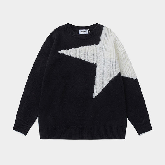 Street Starburst Patchwork Oversized Jumper - High Street Knitwear | LuxuryUrbanwear - Luxuryurbanwear