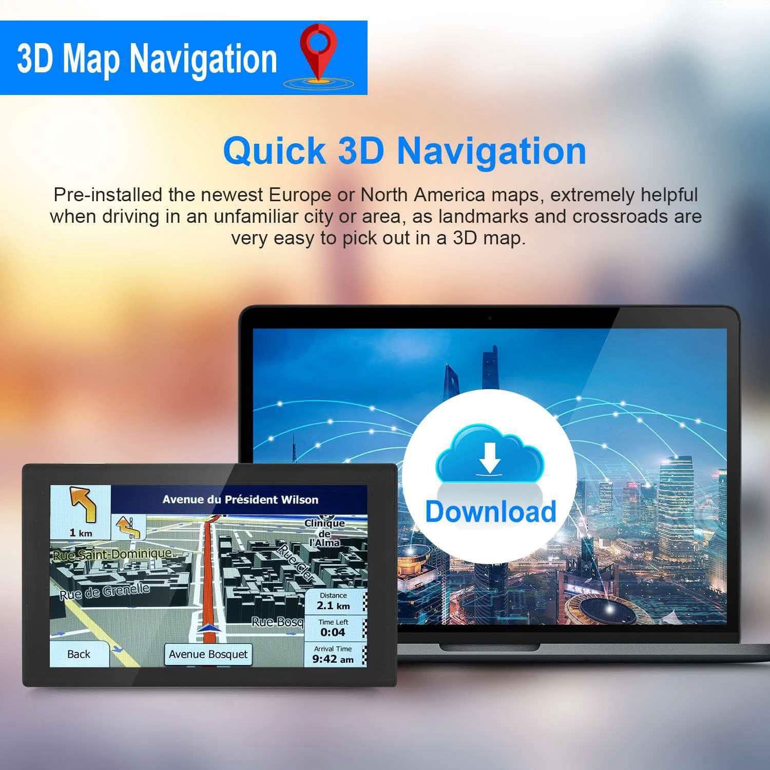 9" Car GPS Navigation - 8GB Touch Screen Vehicle Navigator DailySale
