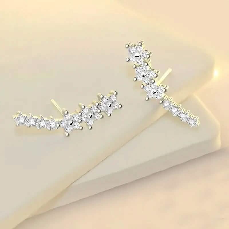 925 Silver Climber Earrings with Hypoallergenic Synthetic Cubic Zirconia DailySale
