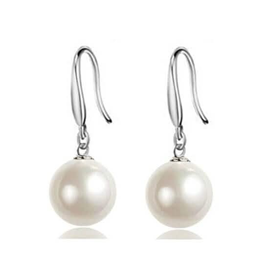 925 Silver Filled High Polish Finish Elegant Statement Pearl Earrings DailySale