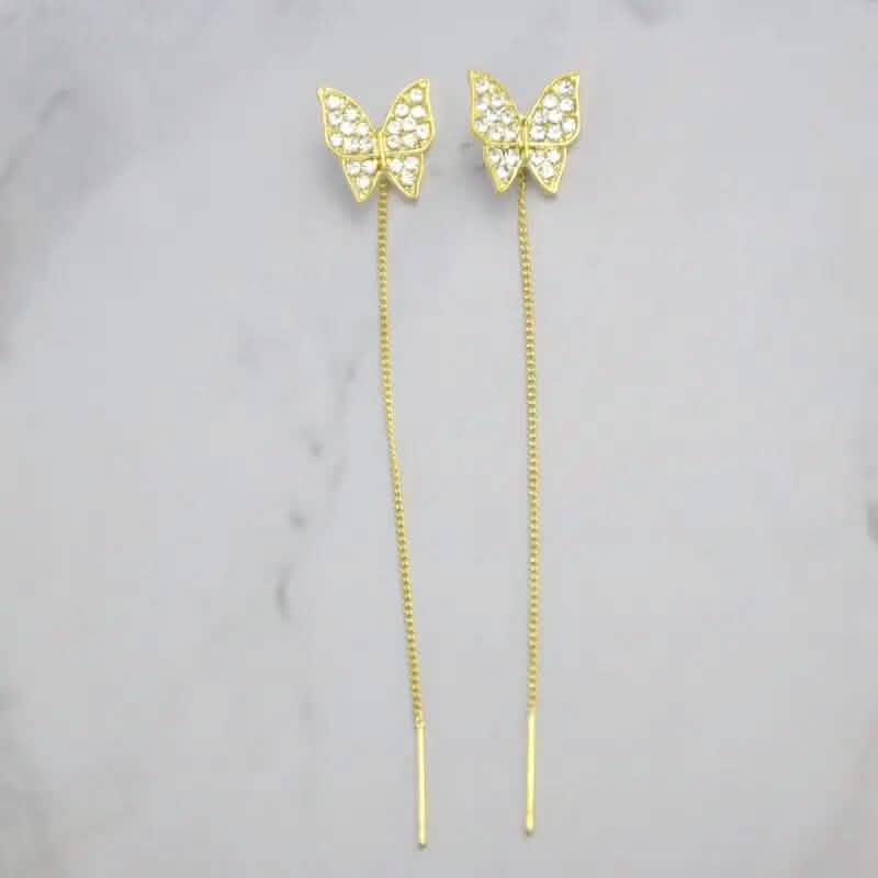 925 Silvery Post Yellow Alloy Butterfly Earrings DailySale