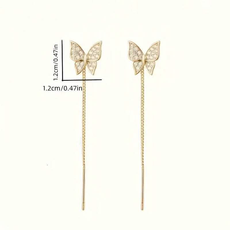 925 Silvery Post Yellow Alloy Butterfly Earrings DailySale