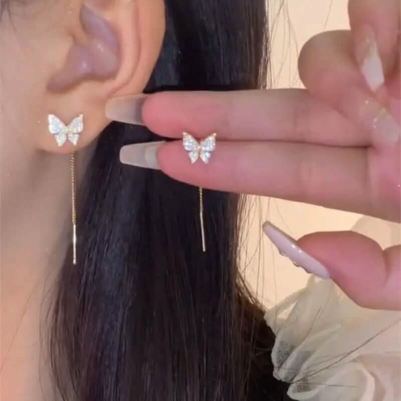 925 Silvery Post Yellow Alloy Butterfly Earrings DailySale