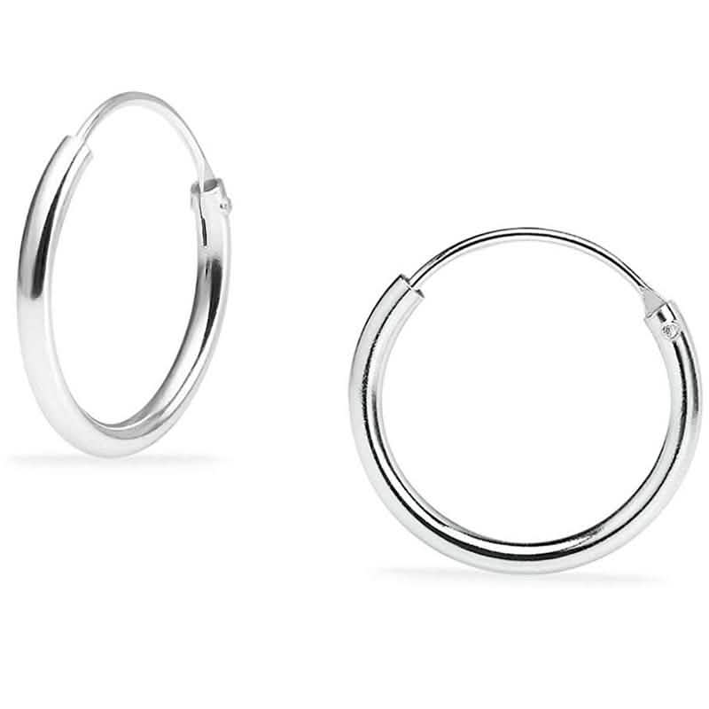 925 Solid Sterling Silver Endless Hoop Earrings - Assorted Sizes DailySale
