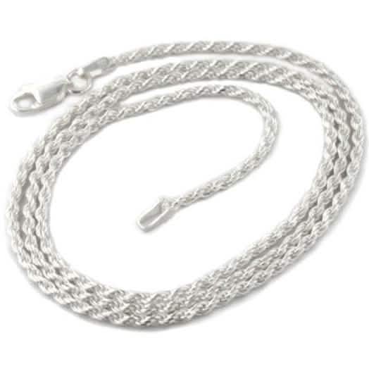 925 Sterling Silver 1.5mm Diamond Cut Rope Chain DailySale