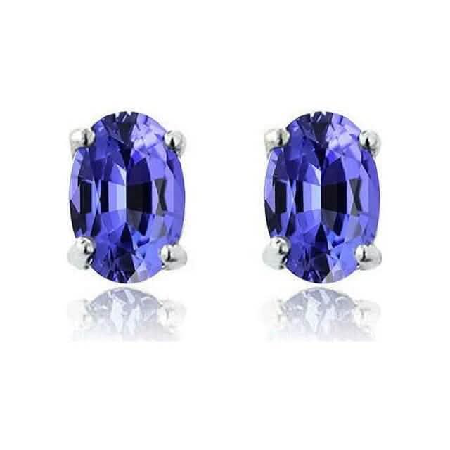 925 Sterling Silver 2.00ct Genuine Tanzanite Oval Stud Earrings DailySale