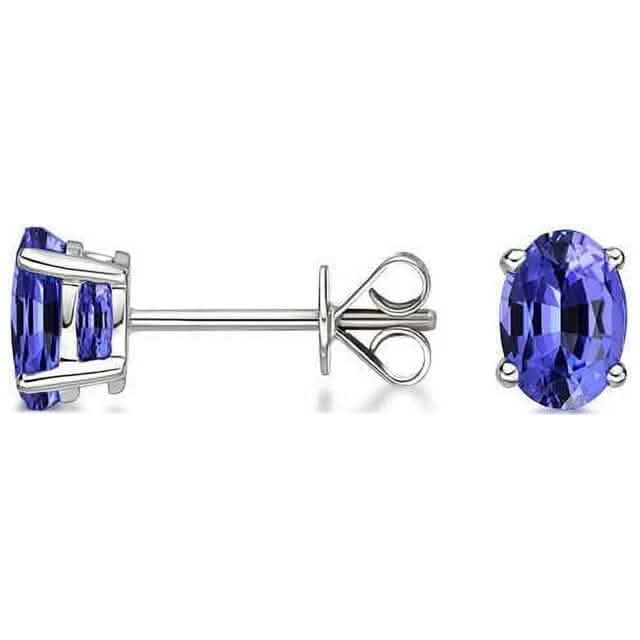 925 Sterling Silver 2.00ct Genuine Tanzanite Oval Stud Earrings DailySale