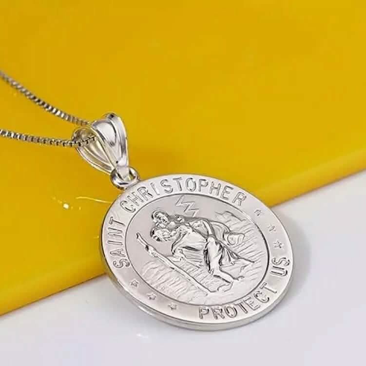 925 Sterling Silver 20MM Saint Christopher Religious Pendant Necklace DailySale
