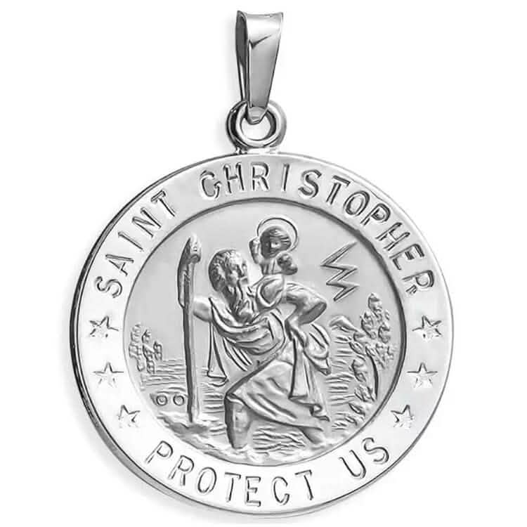 925 Sterling Silver 20MM Saint Christopher Religious Pendant Necklace DailySale