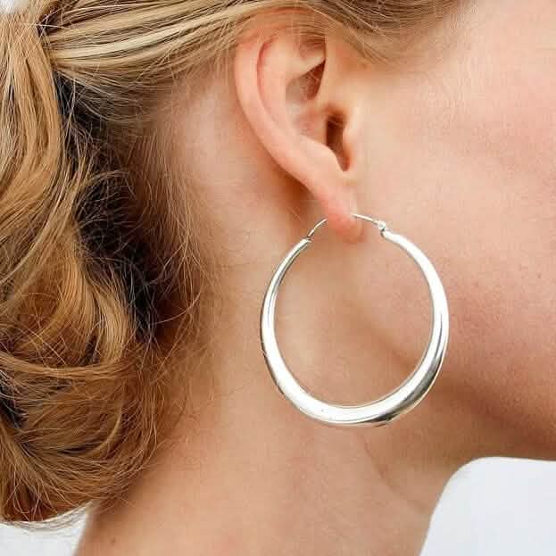 925 Sterling Silver 50mm Hoop Earrings DailySale