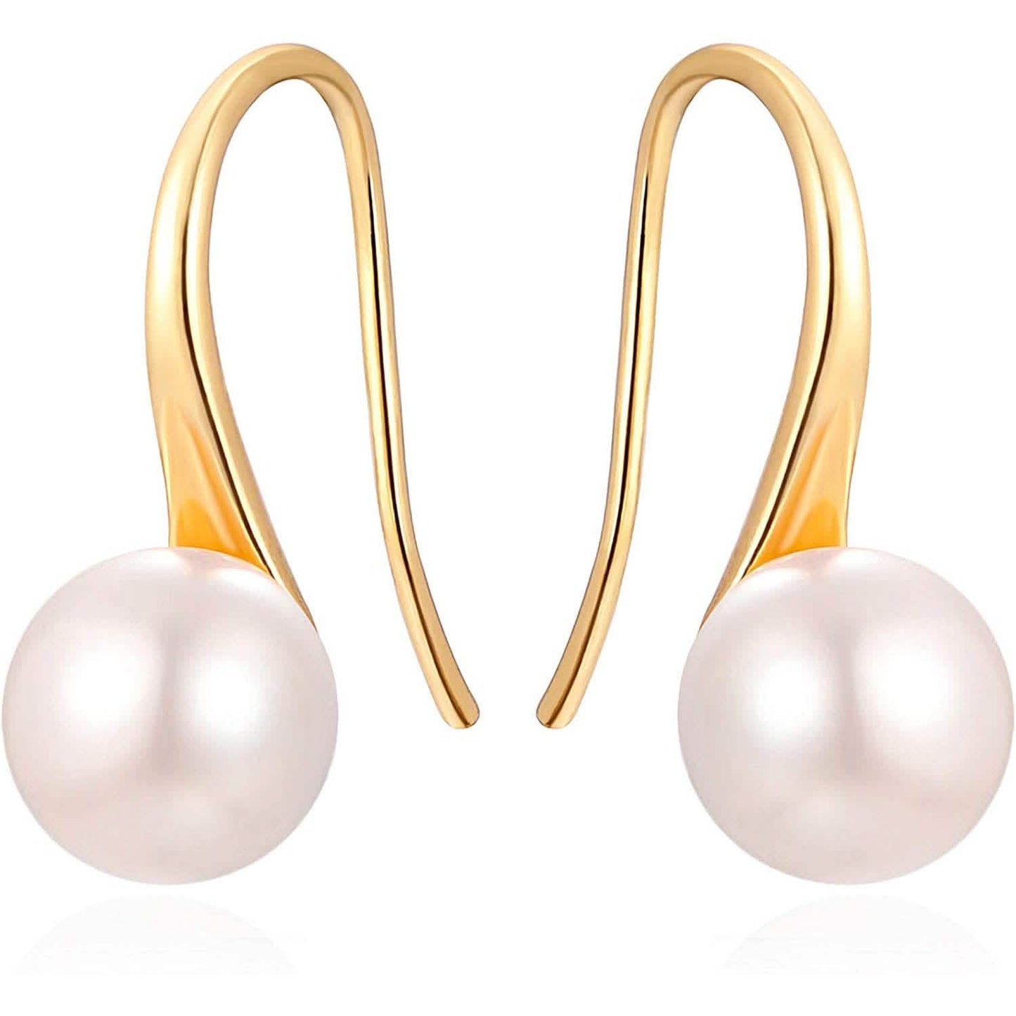 925 Sterling Silver 7.5-8mm White Freshwater Cultured Pearl Dangle Drop Earrings DailySale