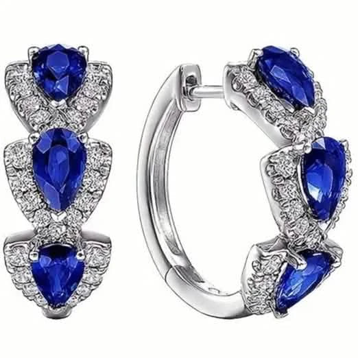 925 Sterling Silver Hoop Earrings with Synthetic Cubic Zirconia DailySale