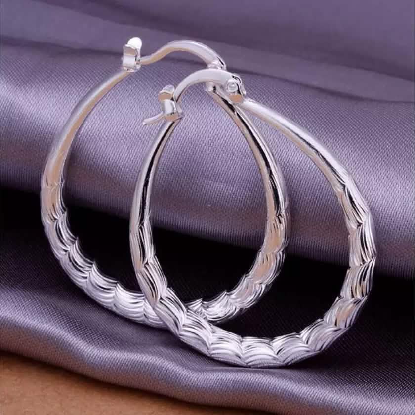 925 Sterling Silver Oval Filigree Hoop Earrings DailySale