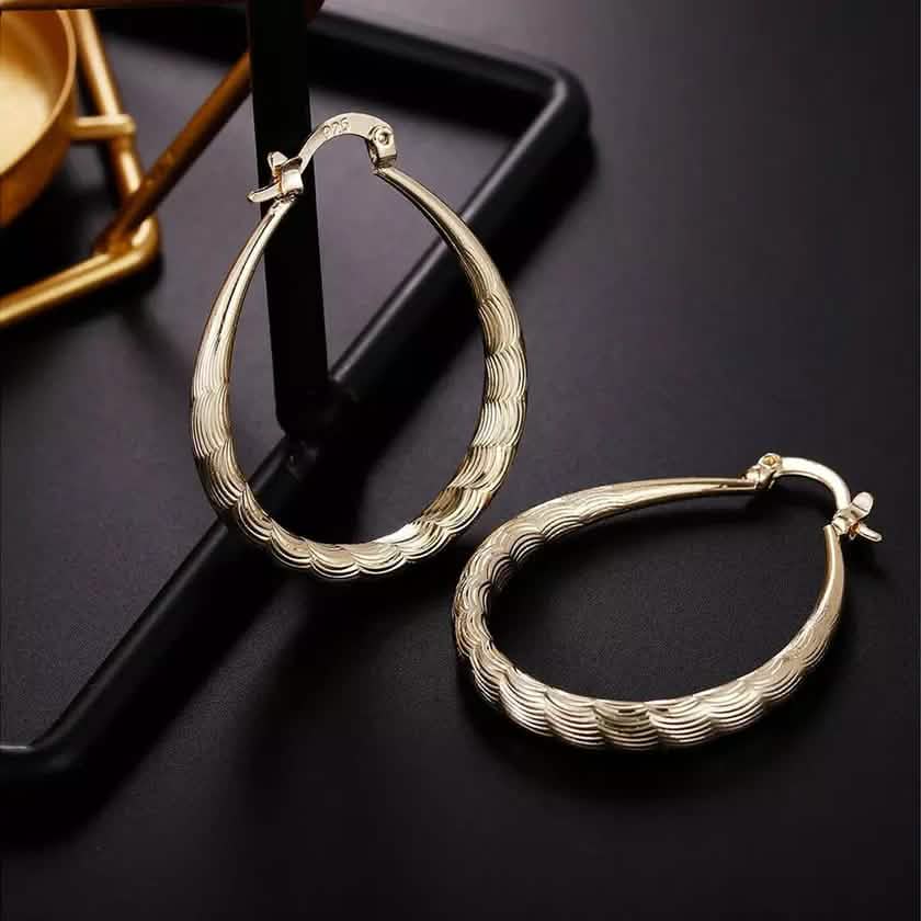 925 Sterling Silver Oval Filigree Hoop Earrings DailySale