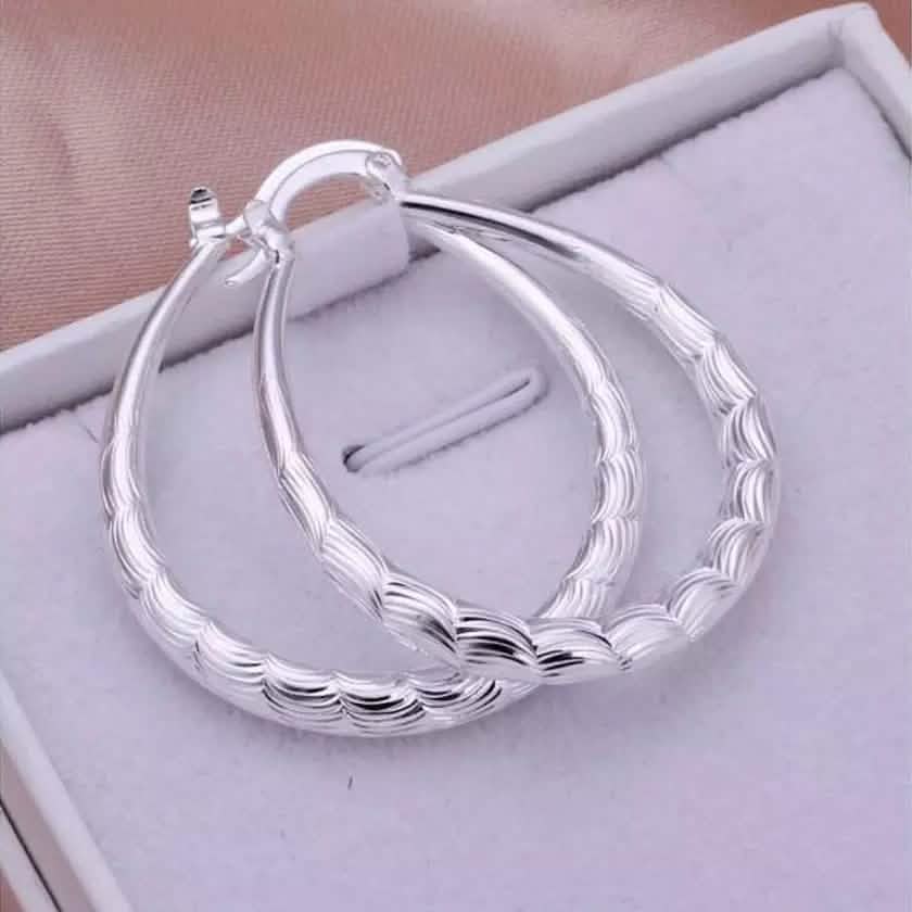 925 Sterling Silver Oval Filigree Hoop Earrings DailySale