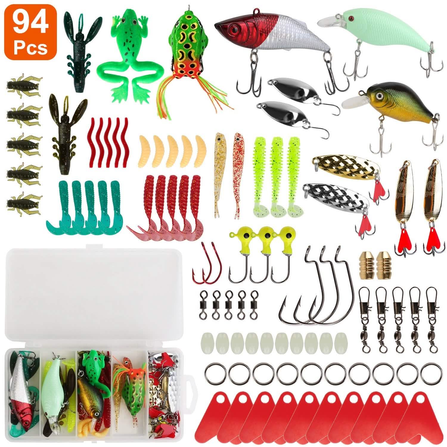 94-Piece: Fishing Lures Kit Soft Plastic Fishing Baits Set DailySale