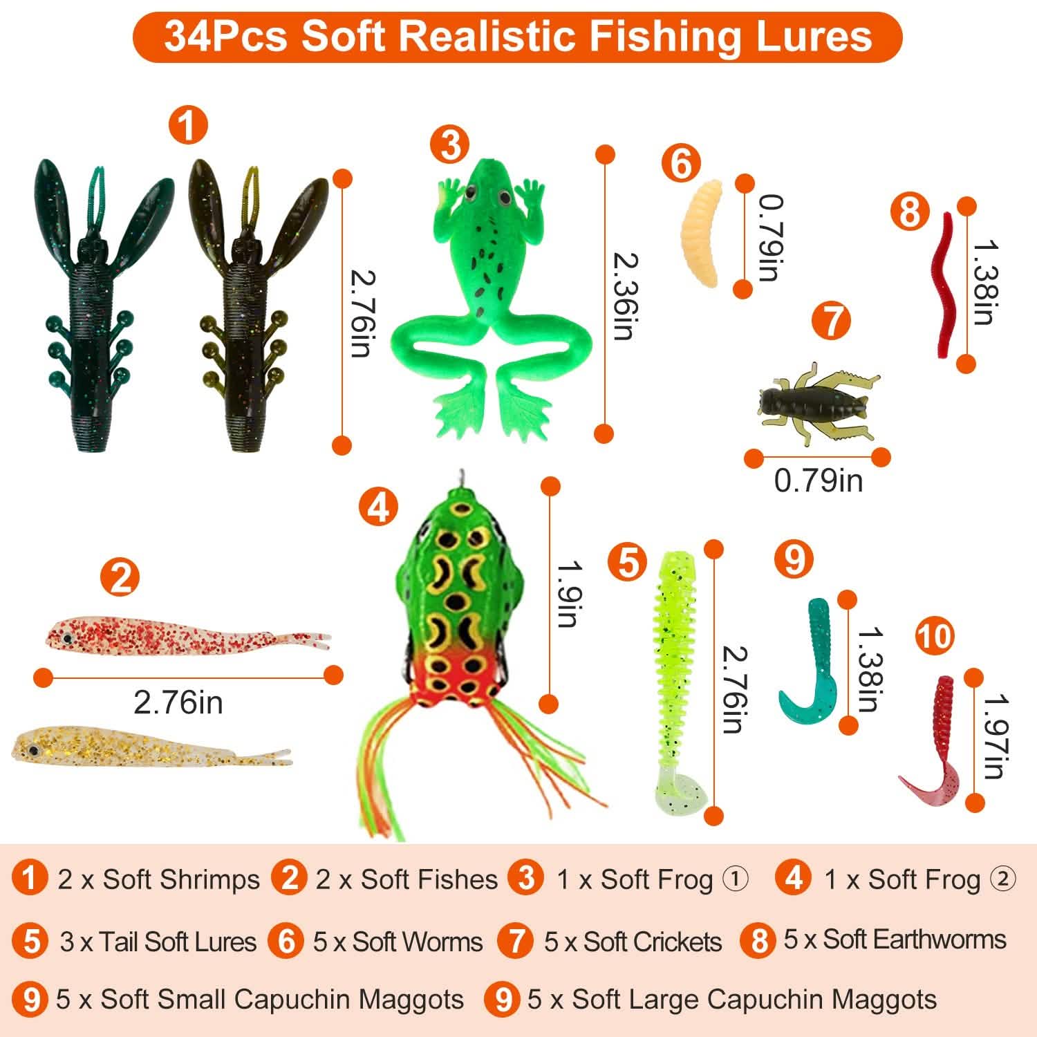94-Piece: Fishing Lures Kit Soft Plastic Fishing Baits Set DailySale