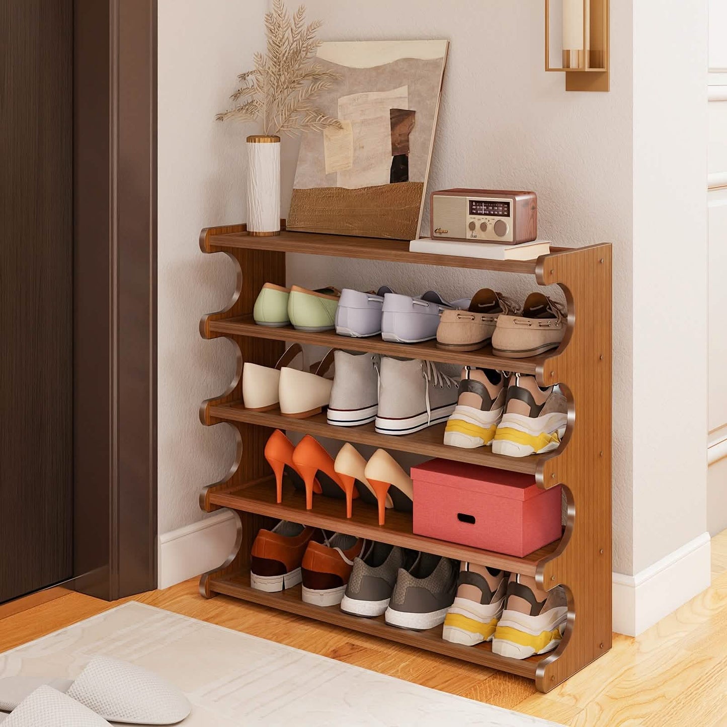 Bamboo Shoe Rack Organizer – 5 or 6 Tier, Space-Saving Storage DailySale