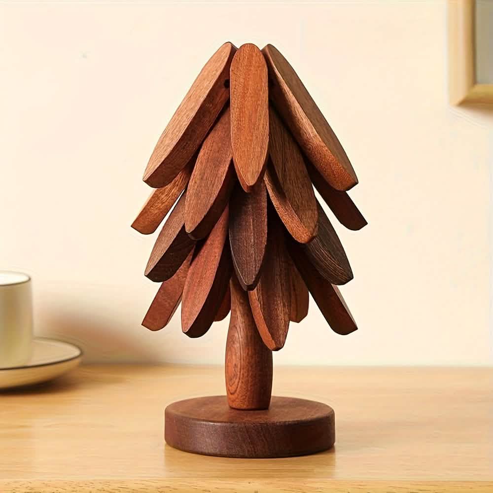 Solid Wood Heat-Resistant Table Mats – Tree-Shaped Coasters Set DailySale
