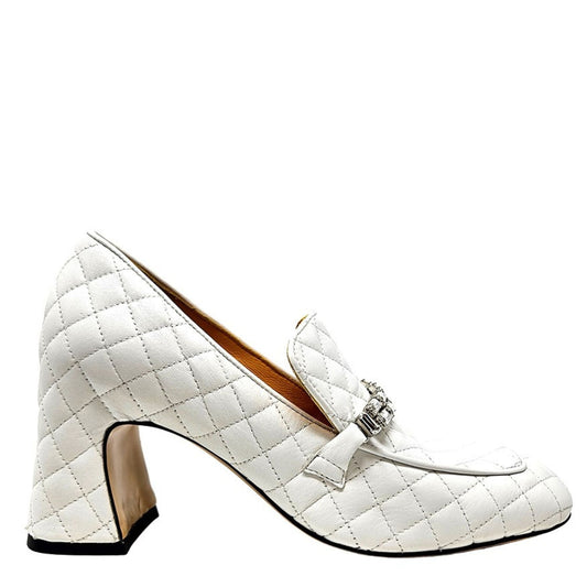 White Leather Quilted Loafer Madison Maison
