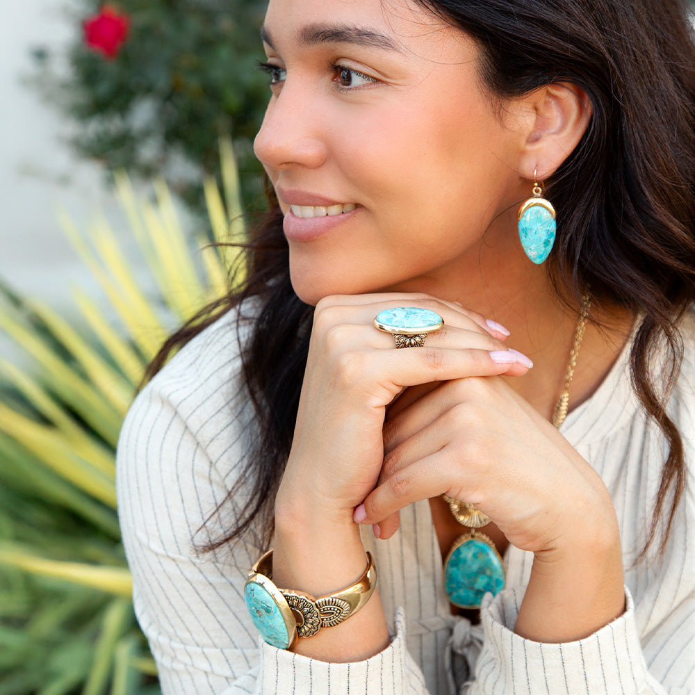 Agave Turquoise and Bronze Statement Cuff Bracelet Barse Jewelry
