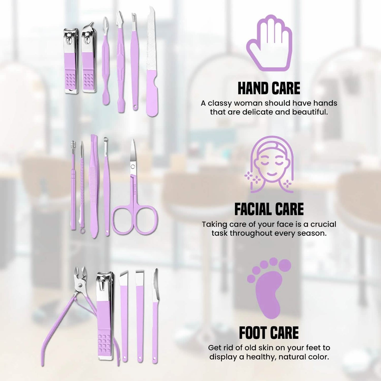 16-Piece: Stainless Steel Professional Manicure Pedicure Facial Set Grooming Kit with Leather Case DailySale
