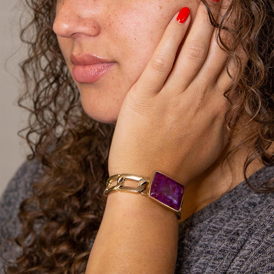 Purple Turquoise Golden Cuff Bracelet Barse Jewelry