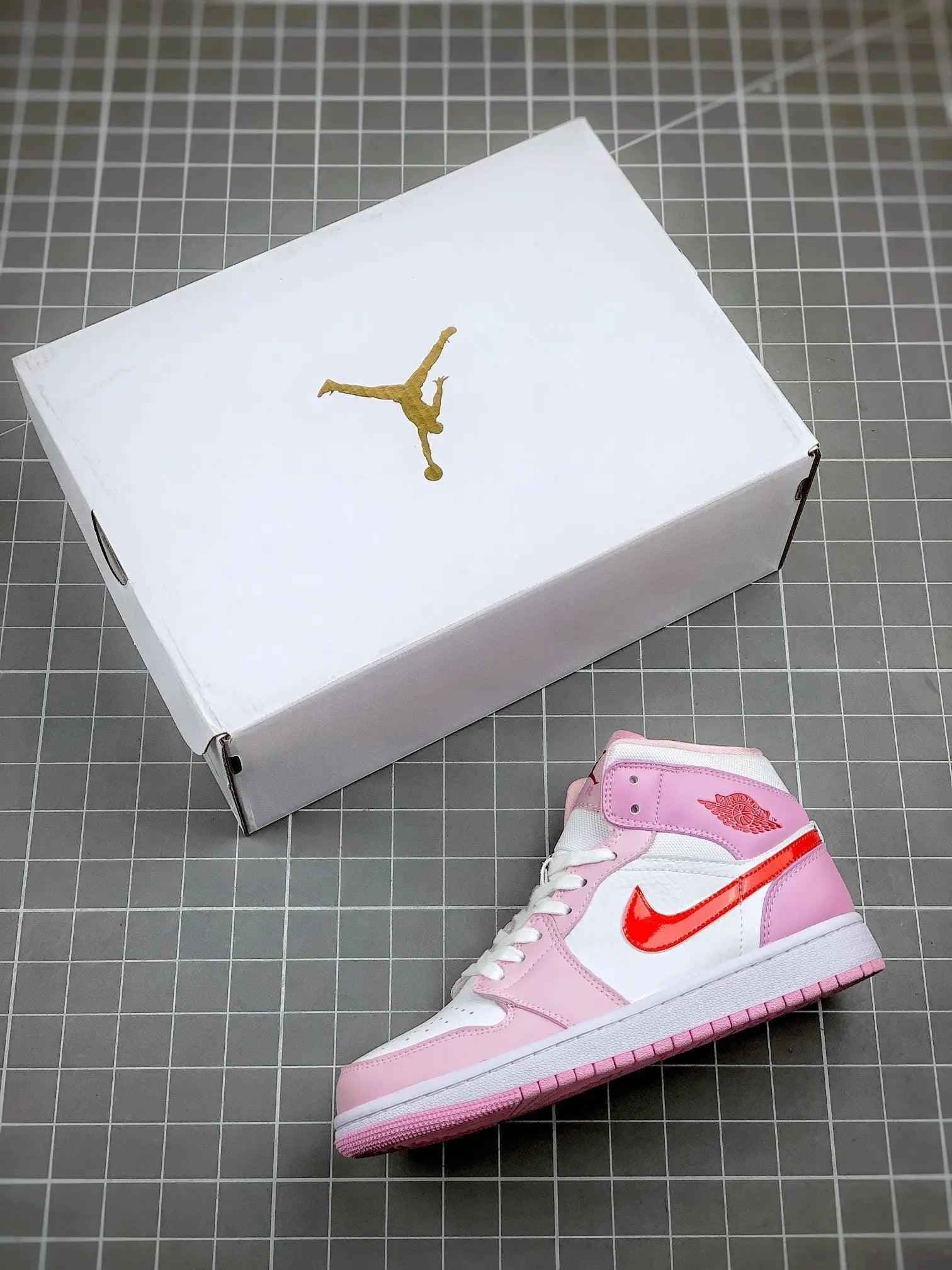 Custom Air Jordan 1 MID Pink Purple Valentine's Day SneakerNational