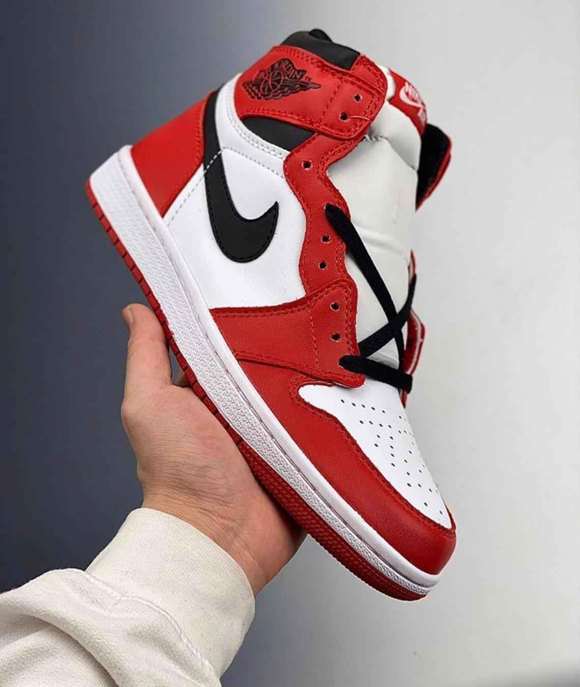 Custom RED Black White Jordan 1 CHICAGO Sneakerhypes SneakerNational
