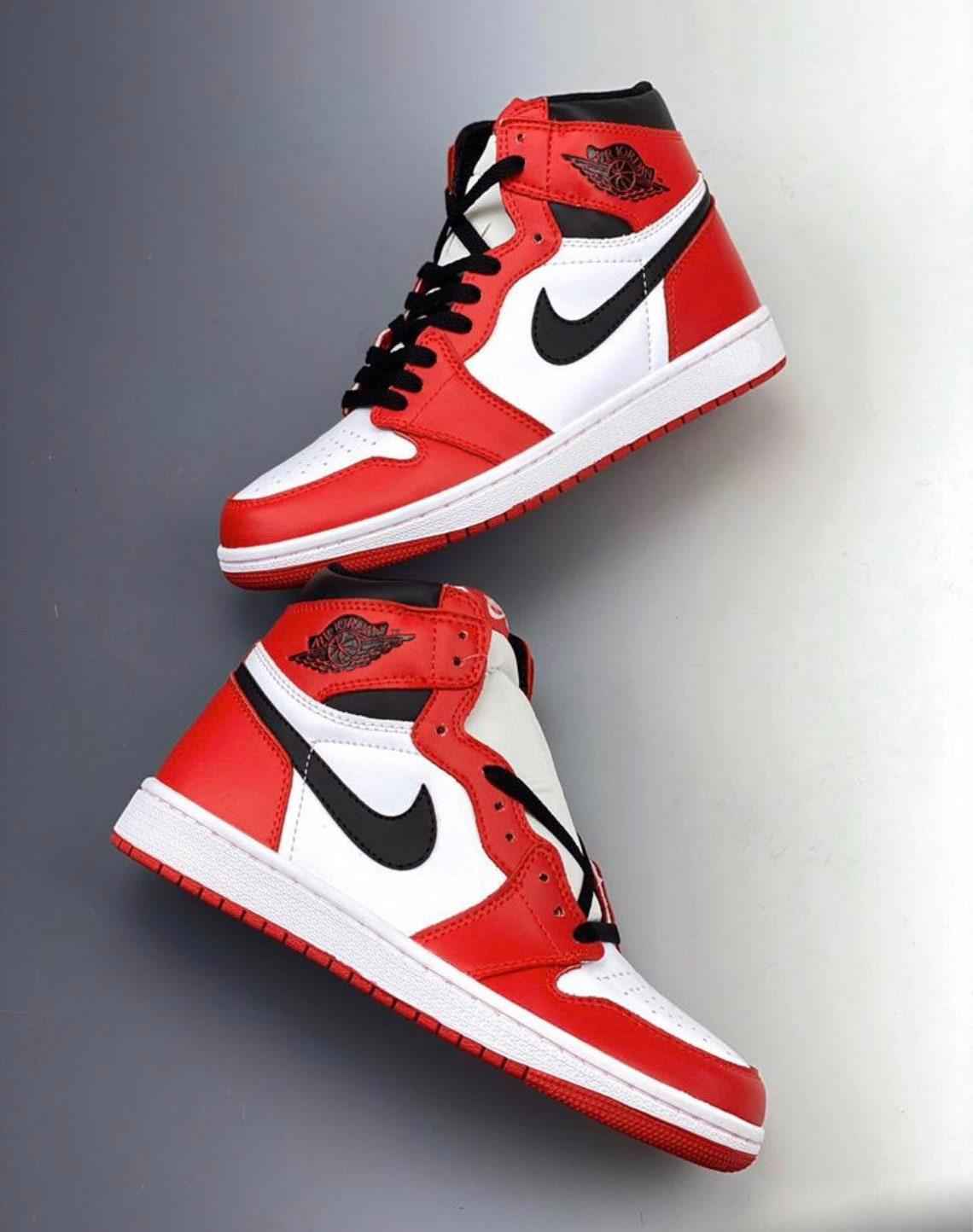 Custom RED Black White Jordan 1 CHICAGO Sneakerhypes SneakerNational