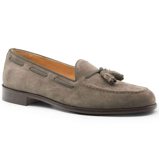 16-583-TPE FRANCO Suede Calfskin Tassel Loafer, Taupe