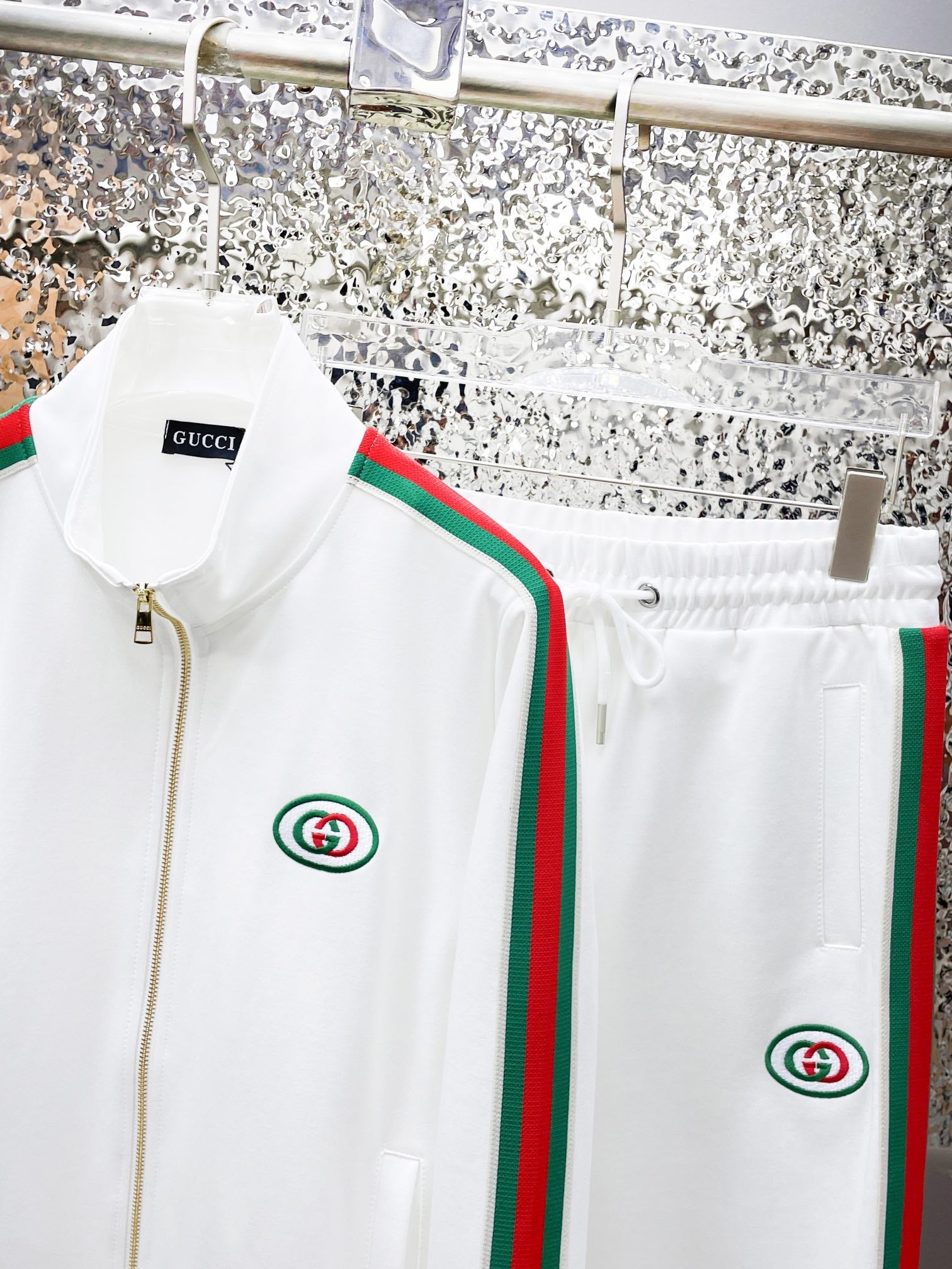 Gucci Web Stripe Technical Jersey Tracksuit White CUSTOM