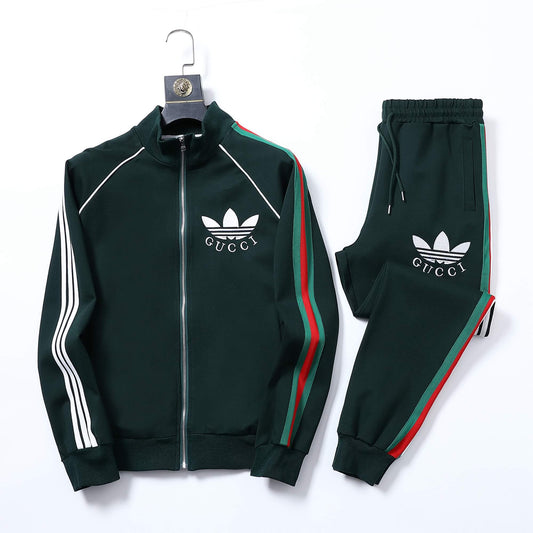 Gucci x adidas Trefoil Logo Tracksuit Set Green Technical Jersey CUSTOM