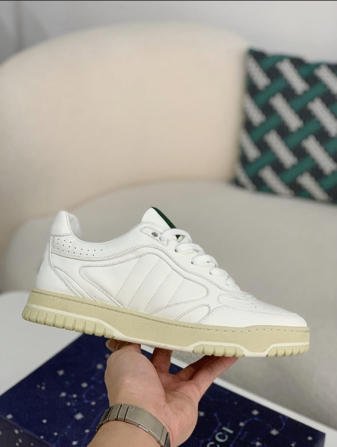 Gucci Mac80 Sneaker – White Leather & Off-White Sole CUSTOM