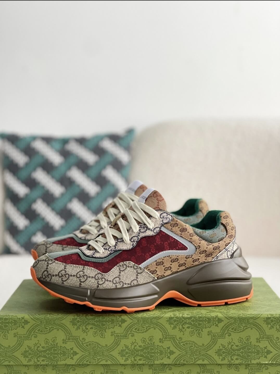 Gucci Rhyton Sneaker – Multicolor GG Supreme Canvas & Bordeaux CUSTOM