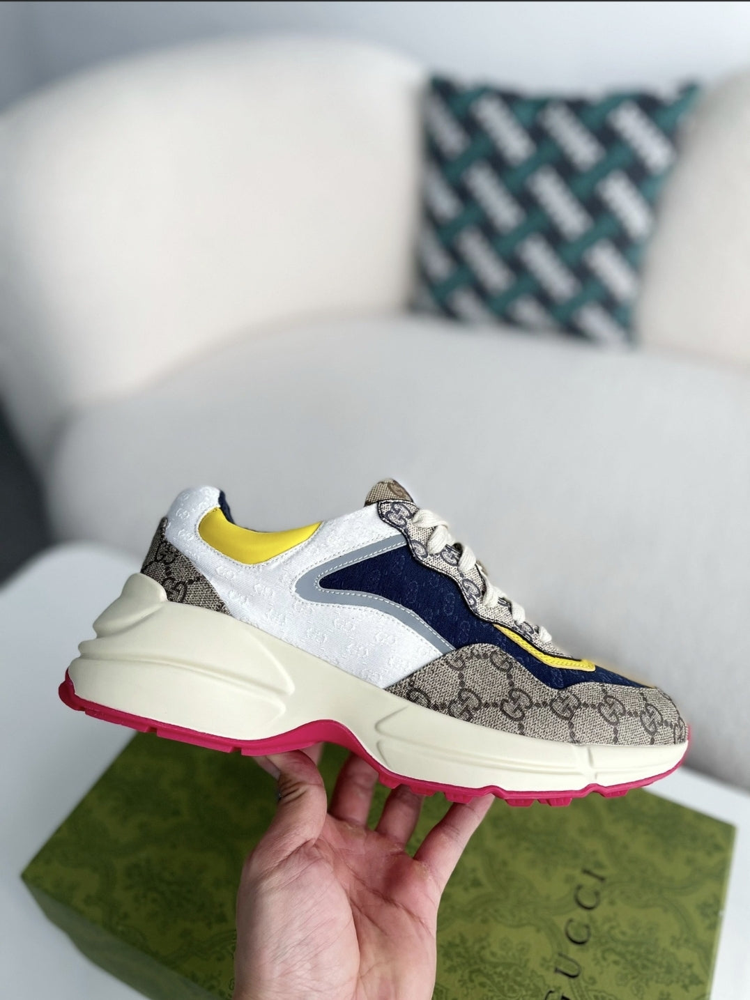 Gucci Rhyton Sneaker – Multicolor GG Supreme & White Mini GG Canvas CUSTOM