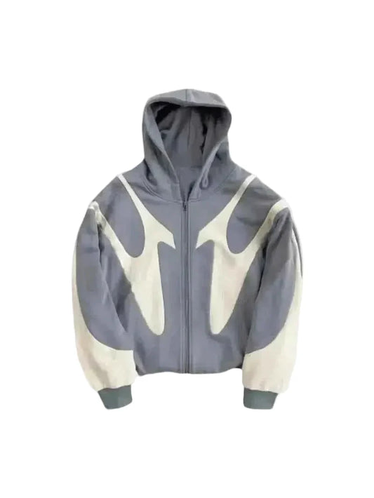 Front view of model wearing the Hoodie Handma in a massive, sculptural oversized fit