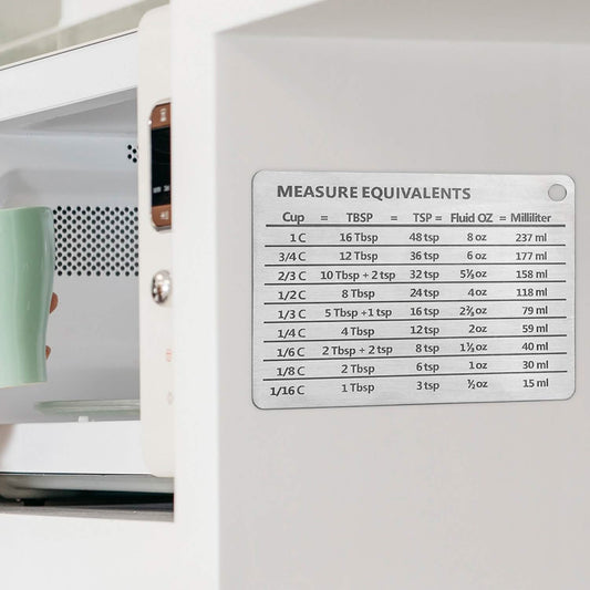 Stainless Steel Measurement Conversion Chart With Strong Magnet For Cups, Tablespoons, Teaspoons, Fluid Oz And Milliliters Conversions DailySale